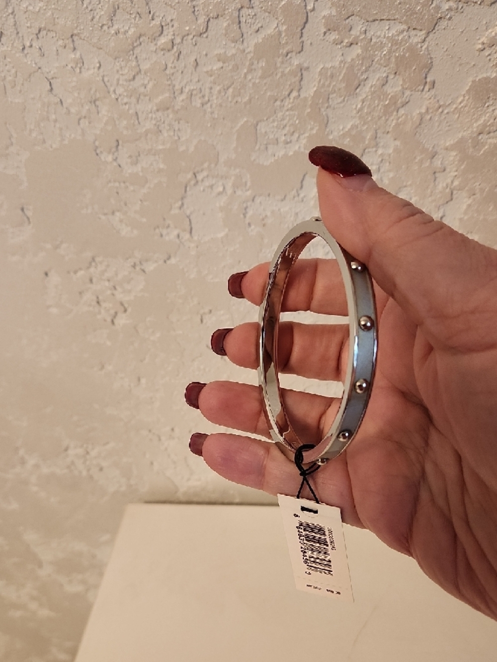 Coach Silver-Tone Studded Enamel Bangle Bracelet - Picture 2 of 6